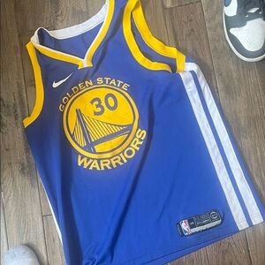 Nike Blue and Yellow Stephen Curry  Jersey